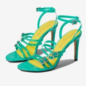Kurt Geiger London Pierra Vinyl stiletto heels in teal green size 8/ 38.5